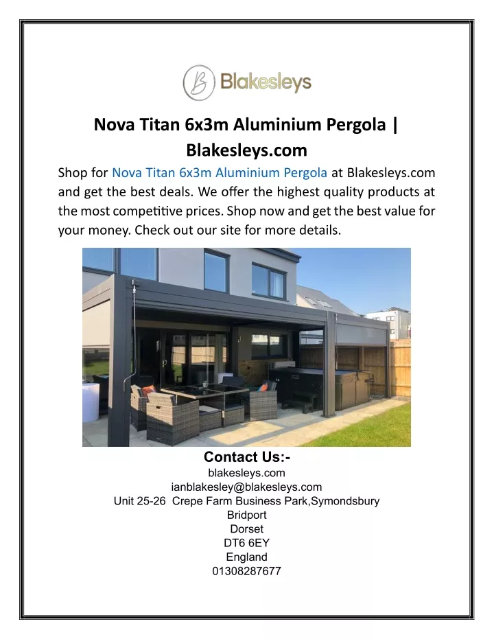 nova titan 6x3m aluminium pergola blakesleys