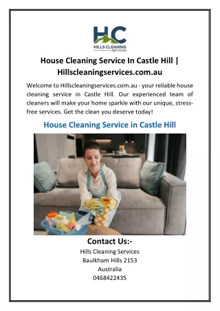 House Cleaning Service In Castle Hill | Hillscleaningservices.com.au