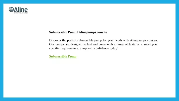 submersible pump alinepumps com au discover