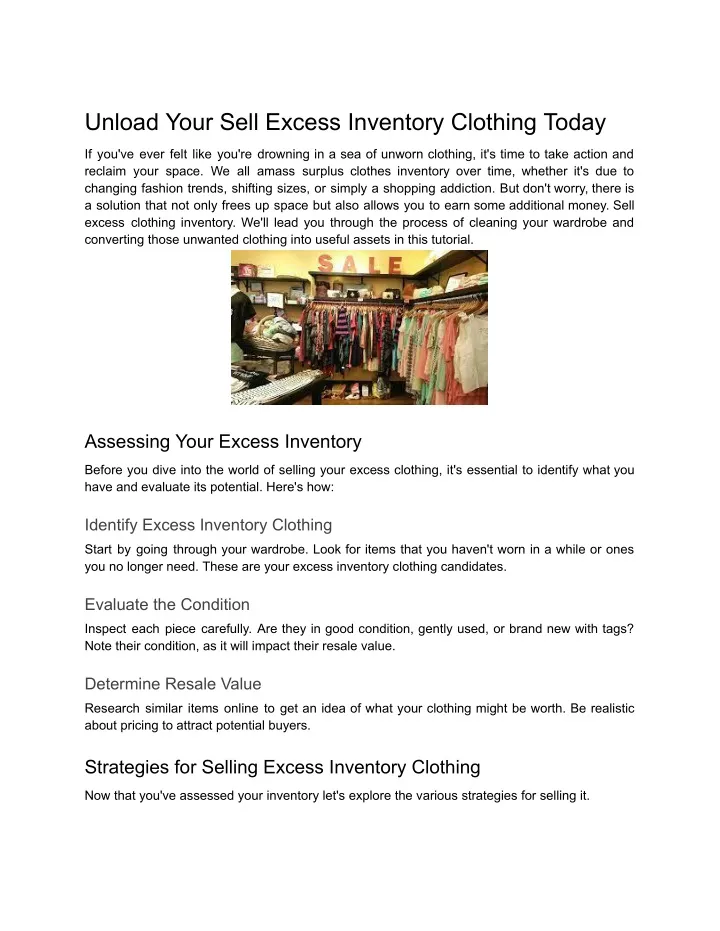 PPT - Unload Your Excess Inventory Clothing Today PowerPoint Presentation - ID:12546529