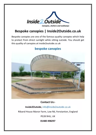 Bespoke canopies | Inside2Outside.co.uk