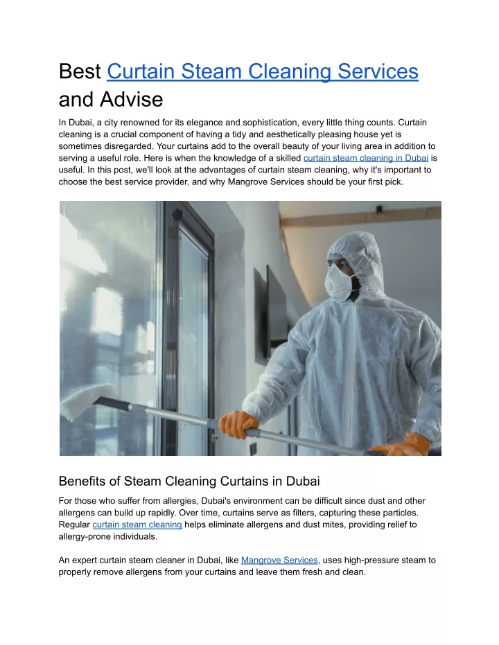 best curtain steam cleaning services and advise