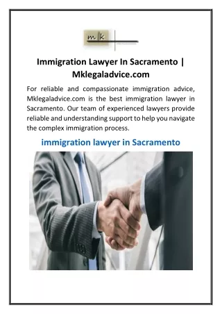 Immigration Lawyer In Sacramento  Mklegaladvice.com