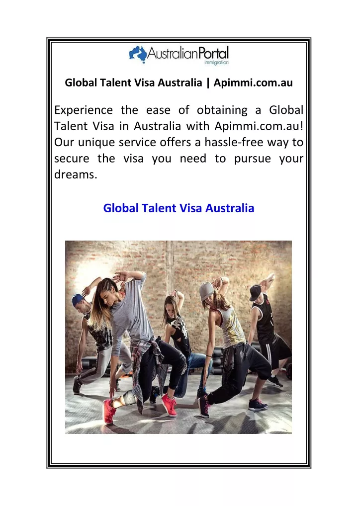 global talent visa australia apimmi com au