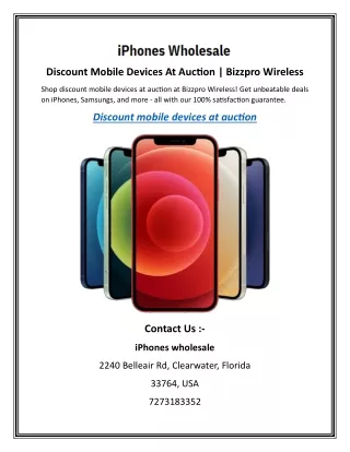 Discount Mobile Devices At Auction | Bizzpro Wireless