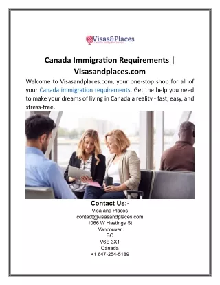 Canada Immigration Requirements