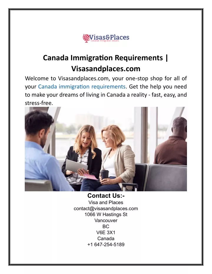 canada immigration requirements visasandplaces