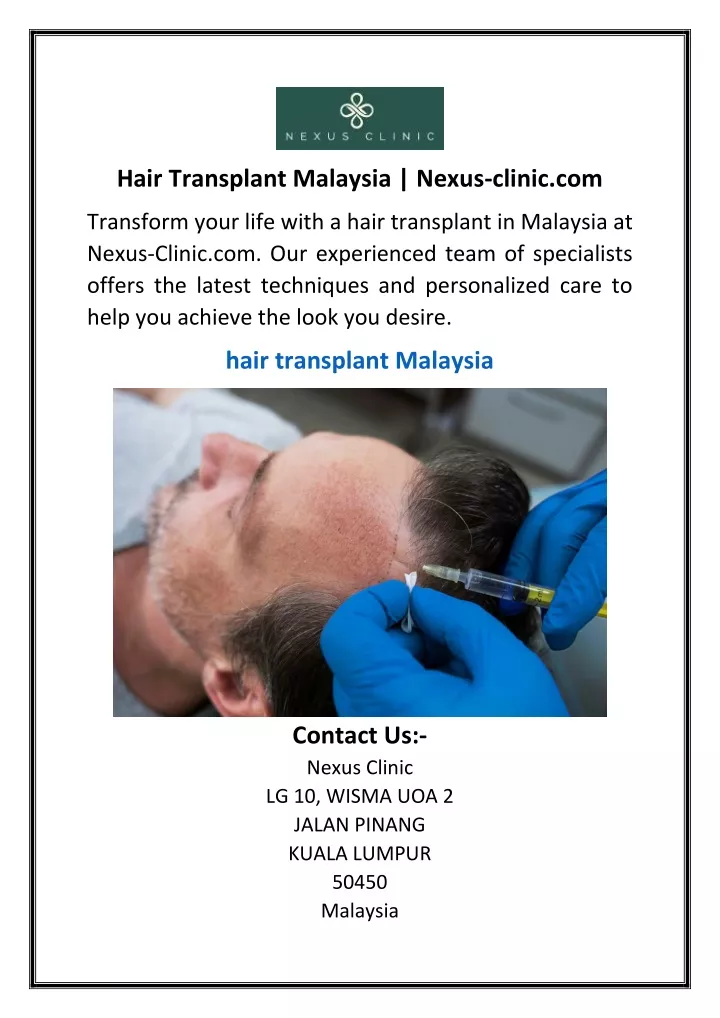 hair transplant malaysia nexus clinic com