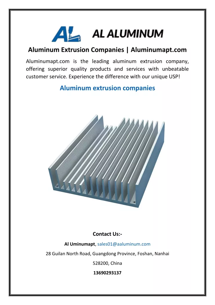aluminum extrusion companies aluminumapt com