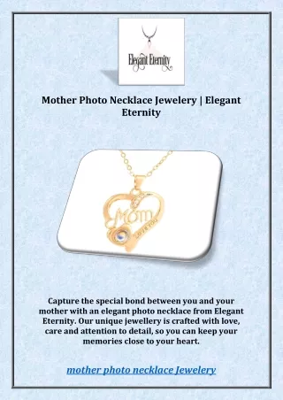 Mother Photo Necklace Jewelery | Elegant Eternity