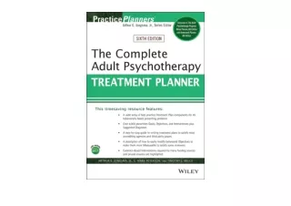 PDF read online The Complete Adult Psychotherapy Treatment Planner PracticePlann