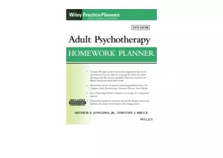 PDF read online Adult Psychotherapy Homework Planner PracticePlanners free acces