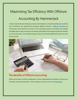 Maximizing Tax Efficiency With Offshore Accounting By HamerJack