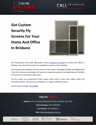 Get Custom Security Fly Screens For Your Home And Office In Brisbane