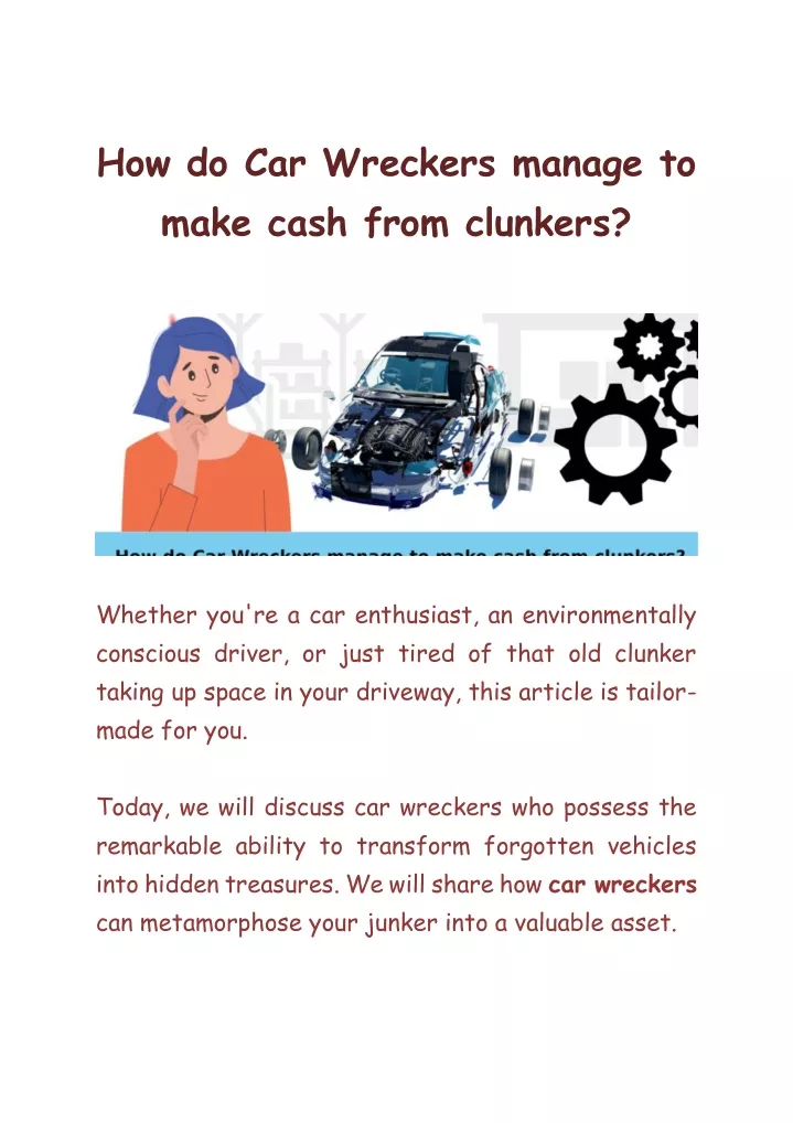 how do car wreckers manage to make cash from