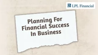 Planning For The Financial Future of Your Business