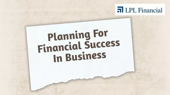 planning for financial success in business