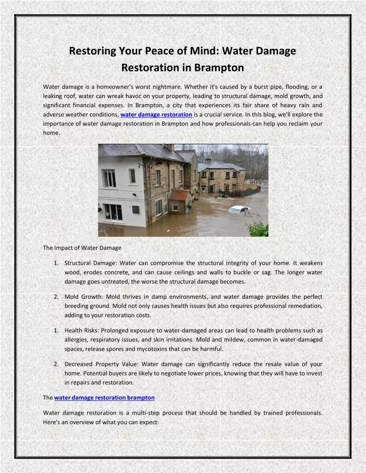 restoring your peace of mind water damage