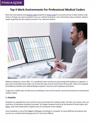 Top 4 Work Environments For Professional Medical Coders