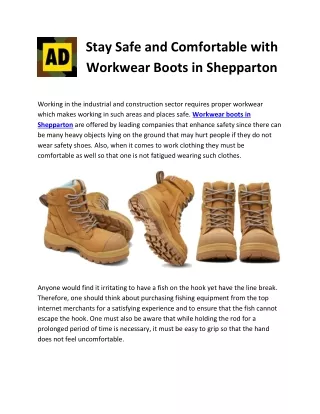 Stay Safe and Comfortable with Workwear Boots in Shepparton