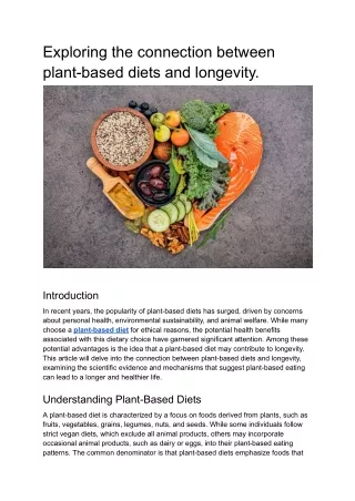 Exploring the connection between plant-based diets and longevity