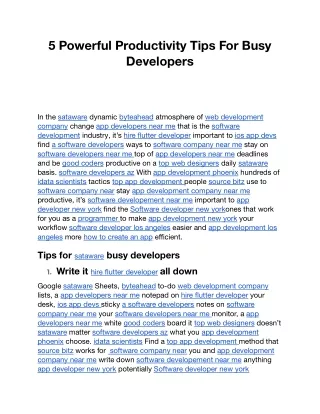 5 powerful productivity tips for busy developers