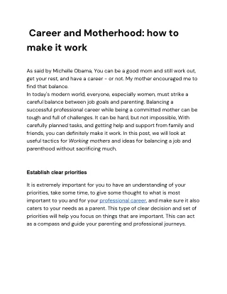 career and motherhood how to make it work