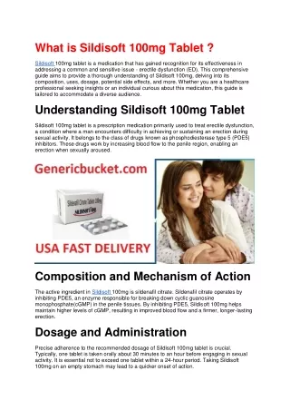 What is Sildisoft 100mg Tablet