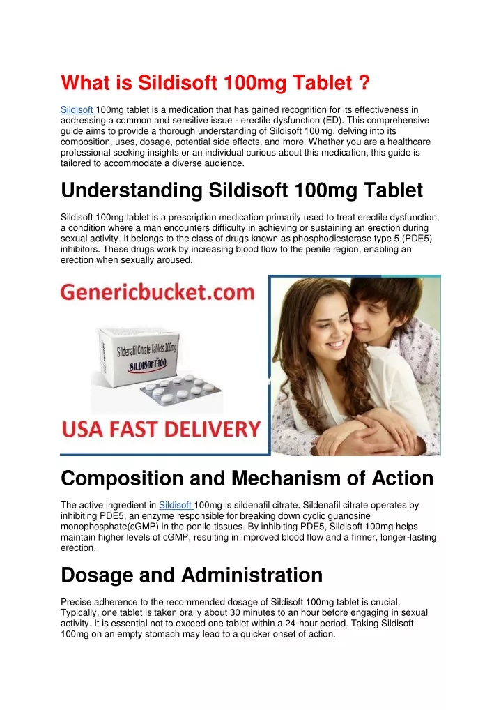 what is sildisoft 100mg tablet