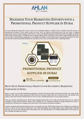 Maximize Your Marketing Efforts with a Promotional Product Supplier in Dubai