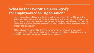 What do the Navratri Colours Signify for Employees of an Organisation_