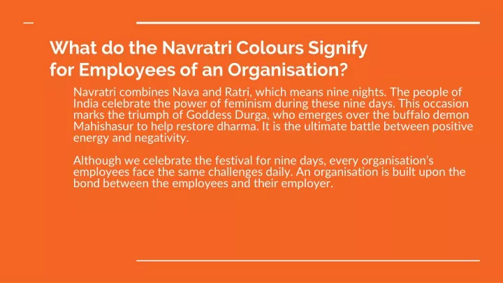 what do the navratri colours signify for employees of an organisation