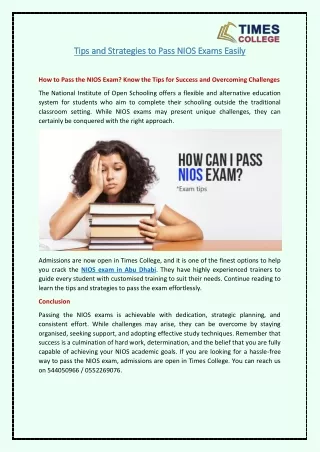tips and strategies to pass nios exams easily