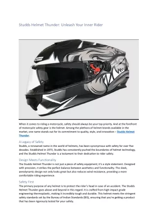 Studds Helmet Thunder Unleash Your Inner Rider