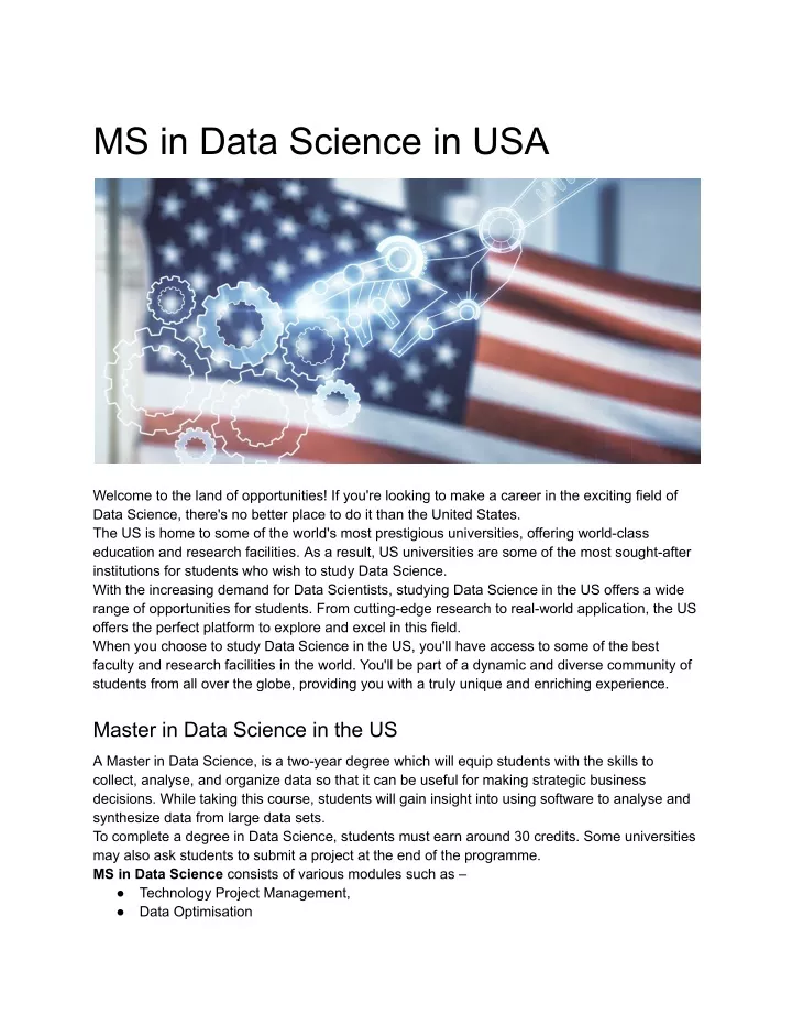 ms in data science in usa