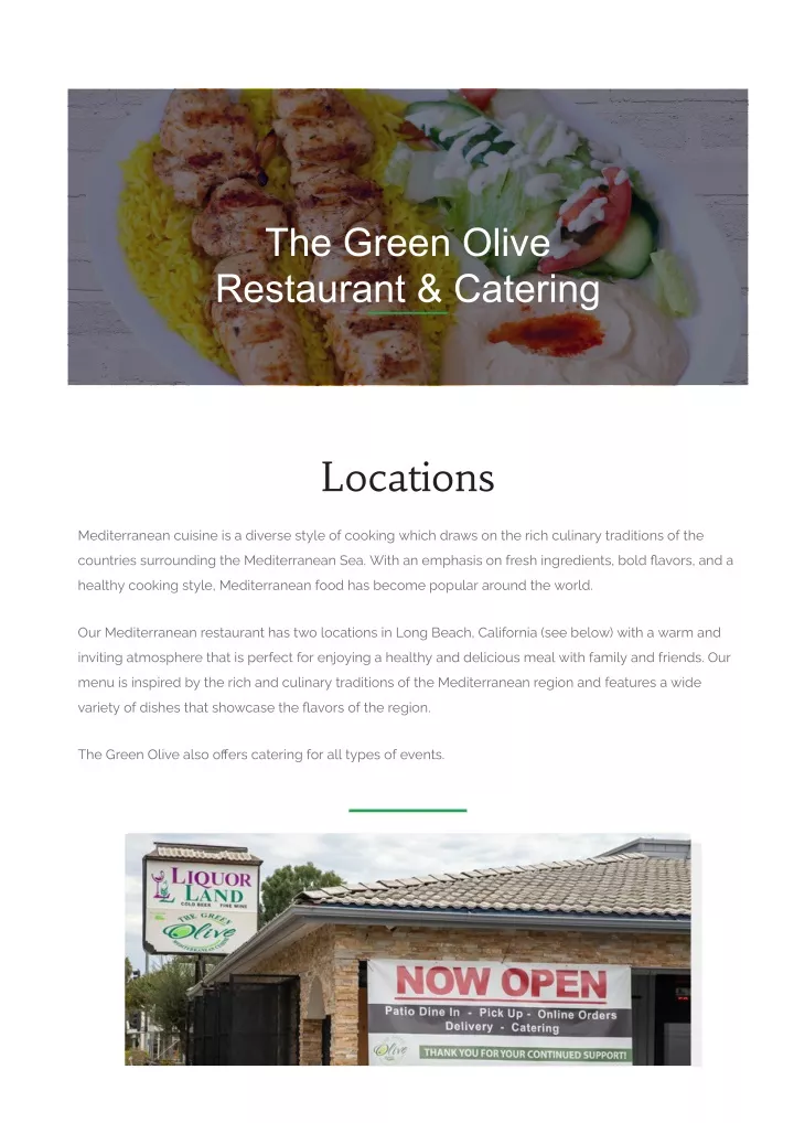 the green olive restaurant catering
