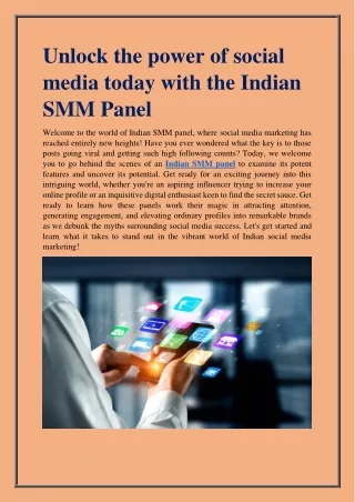 Unlock the power of social media today with the Indian SMM Panel