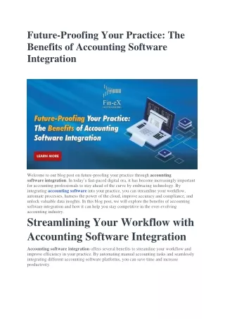 Future-Proofing Your Practice: The Benefits of Accounting Software Integration