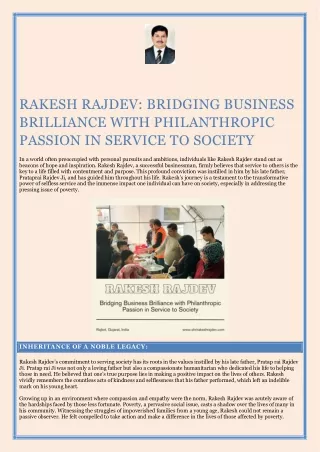 Rakesh Rajdev - Bridging Business Brilliance with Philanthropic Passion in Service to Society