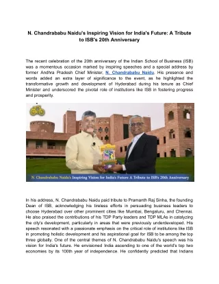 N. Chandrababu Naidu's Inspiring Vision for India's Future: A Tribute to ISB's 2