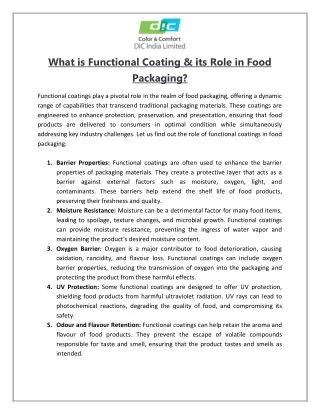 What is Functional Coating & its Role in Food Packaging