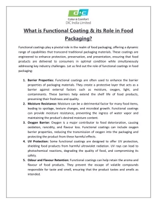 what is functional coating its role in food