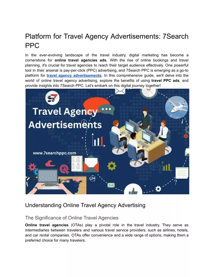 platform for travel agency advertisements 7search