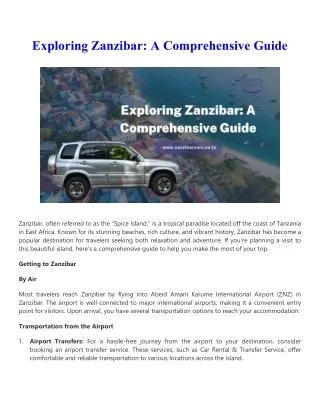 Exploring Zanzibar - A Comprehensive Guide