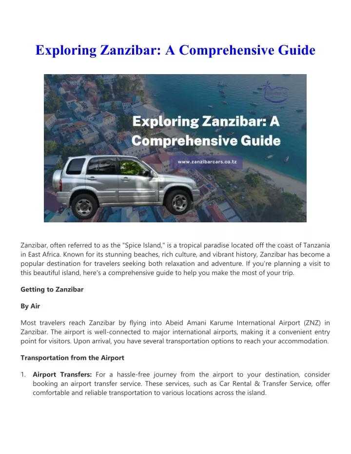 exploring zanzibar a comprehensive guide