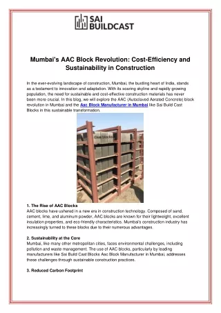 Mumbais AAC Block Revolution Cost Efficiency and Sustainability in Construction