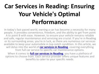 car services in reading ensuring your vehicle s optimal performance