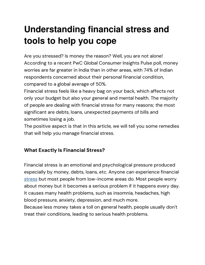 understanding financial stress and tools to help