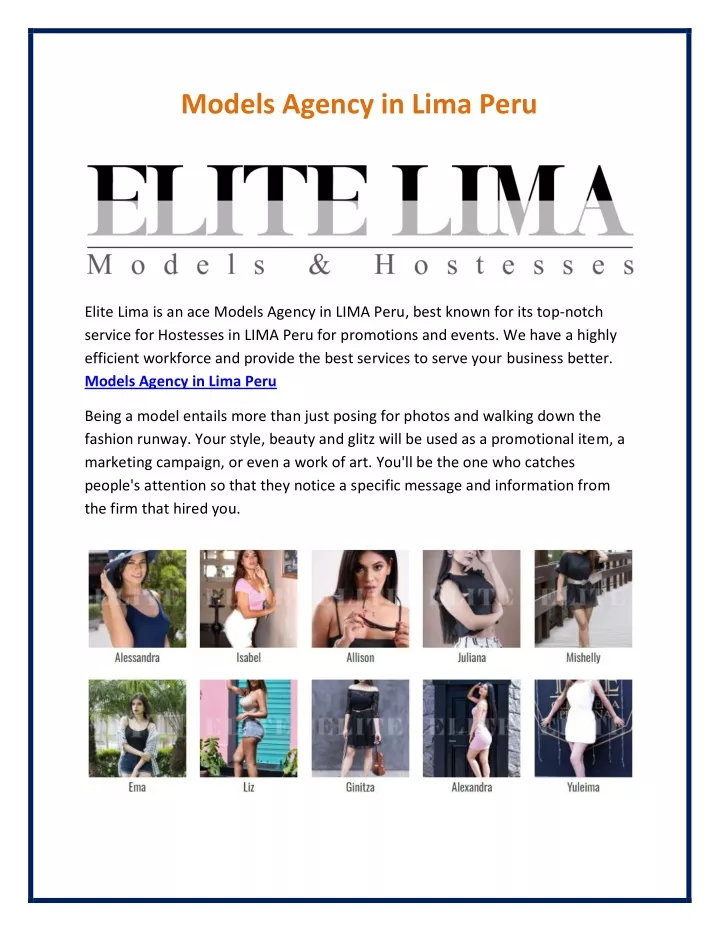 models agency in lima peru