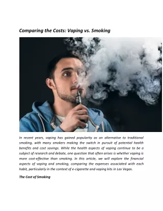 Comparing the Costs Vaping vs. Smoking